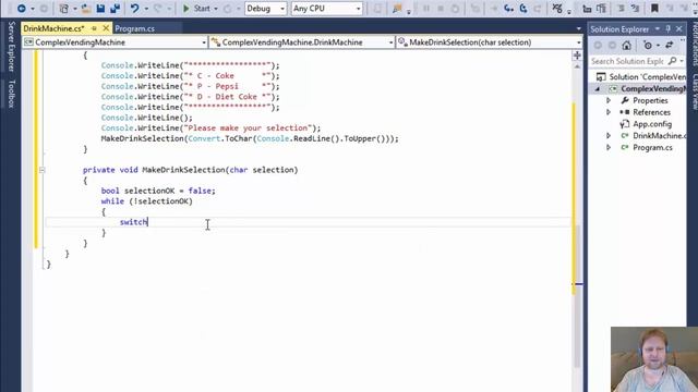 C# Drink Vending Machine (Objects, Classes, Switch Statements, User Input) смотреть онлайн