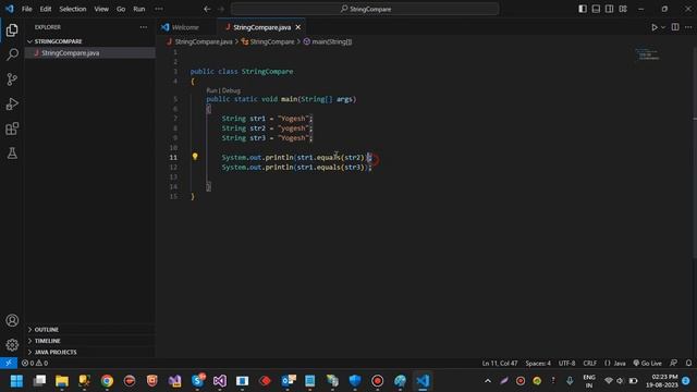 Compare strings in java hindi | java string programs смотреть онлайн