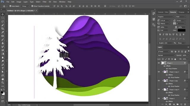 How to create paper cut illustration on Photoshop for Beginners. смотреть онлайн