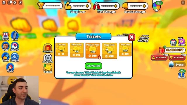 Bedava Güçlü Petler Geldi - 120 Ticket Harcadım ?/ Roblox Arm Wrestle Simulator смотреть онлайн