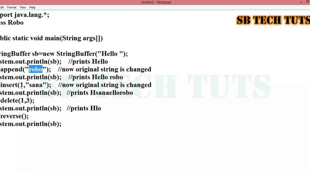 StringBuffer Class in Java (practical) | String Buffer Class | String | Java Programming | Telugu