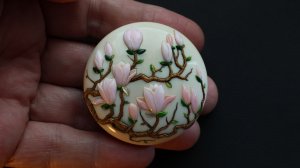 "Магнолия цветёт" Manju Netsuke - Нэцкэ . 2022 г. Саломакин О.