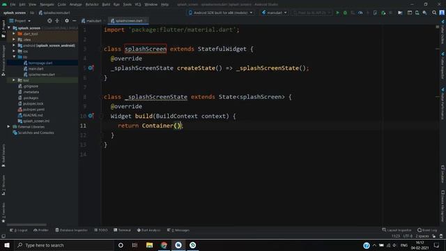 Create splash screen in Flutter with Animation in 2021 | Flutter | Android studio
