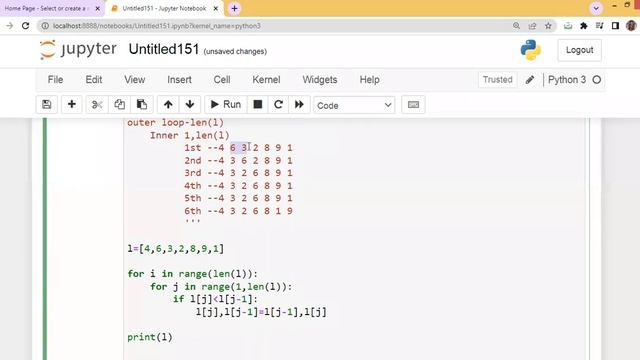 Bubble sort method in python | Write a python code to sort list using bubble sort algorithm | Hindi