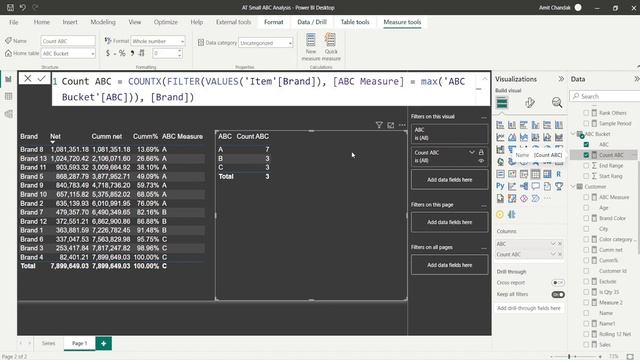 Power BI ABC Analysis using Window function, Dynamic Segmentation