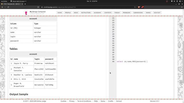 How To Solve URI Online Judge SQL #2744 Passwords