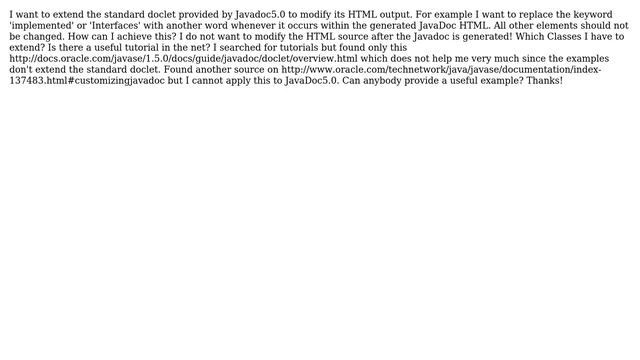 How to extend JavaDoc 5.0 standard doclet? смотреть онлайн