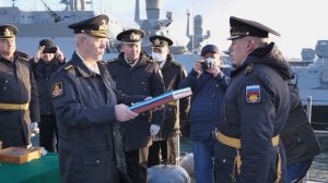 Состоялась торжественная церемония поднятия Андреевского флага  на МРК «Одинцово» проекта 22800