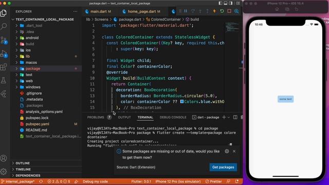 Creating local/internal package in flutter app | package creation in flutter project | custom widge