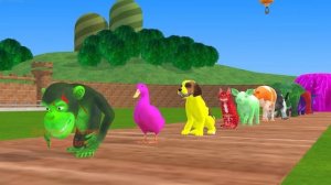 Paint and animals gorilla, Elephant, Duck, Dog, Deer, Lion, Cow Fountain Crossing Wild Animals Game