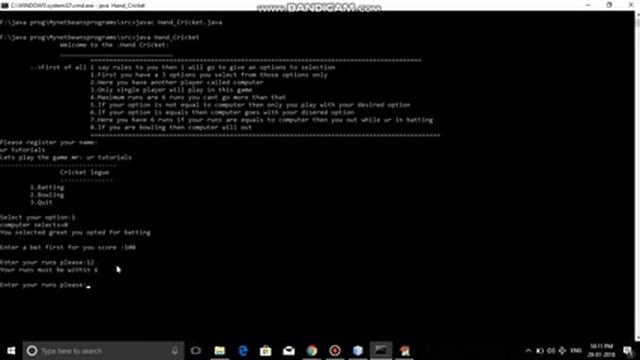 Hand Cricket game using java commandline смотреть онлайн