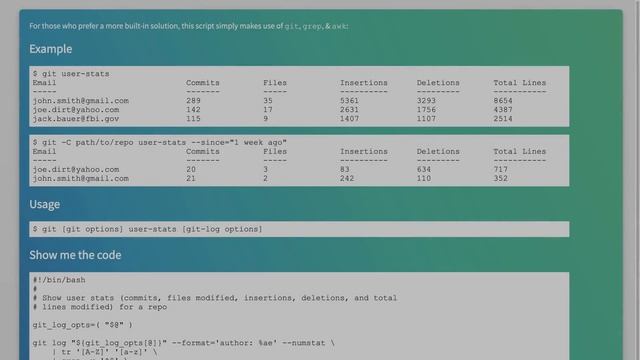 How do I show statistics for author's contributions in git? смотреть онлайн