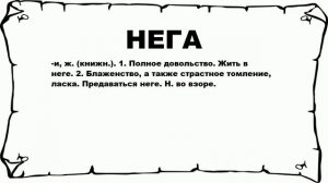 НЕГА - что это такое? значение и описание