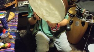 Remo Frame Drum With Meinl Finger Jingles and LP Foot Tambourine