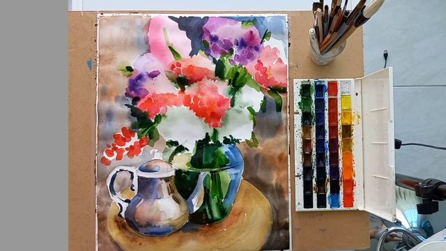 Восточный натюрморт. Мастер класс по акварели. смотреть онлайн