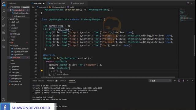 Flutter Stepper Tutorial. Google Flutter Stepper easy tutorial