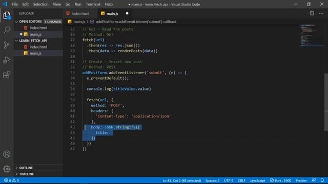 Javascript Fetch API With CRUD operations