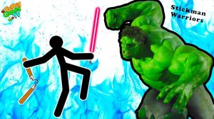 Stickman дерется с супер героями Халк Человек Паук Капитан Америка веселое детское видео про стикмен