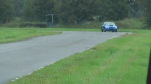 Subaru Impreza WRX STi with Blitz Nur Spec R exhaust power sliding drifting wet Curborough track