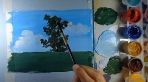 Пейзаж гуашью легко и просто.