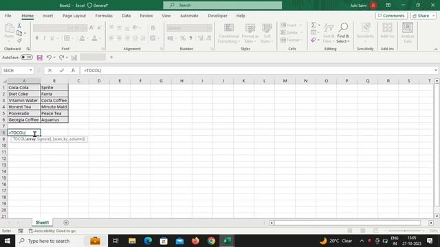 tocol and torow function in excel | transfer data into row and column from different columns
