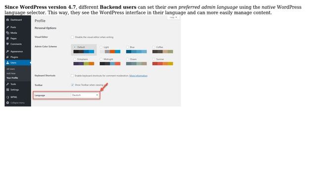 Wordpress: Different Language for Frontend vs Backend (6 Solutions!!)