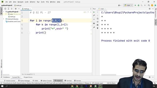 Star Patterns Python Program #19 | Star Patterns python playlist