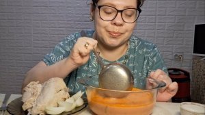Мукбанг Борщ, Курица/Маман дала диковинную ложку