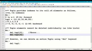 Python Tuple Collection  with delete operation || Python del keyword || Python del statement || #95