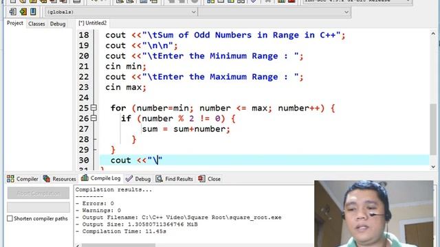 Sum of Odd Numbers in a Given Range in C++ смотреть онлайн