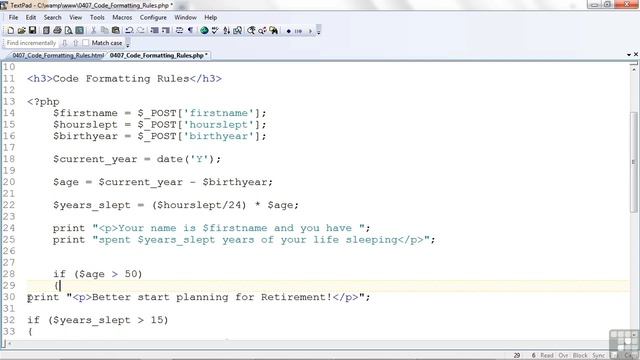 PHP / MySQL Tutorial | Code Formatting | InfiniteSkills