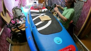 Установка дополнительных колец для заднего багажника на SUP