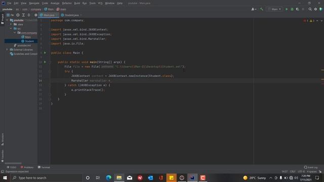 Java | Class | Object | Bind package | JAXBContext Class | Marshaller Class