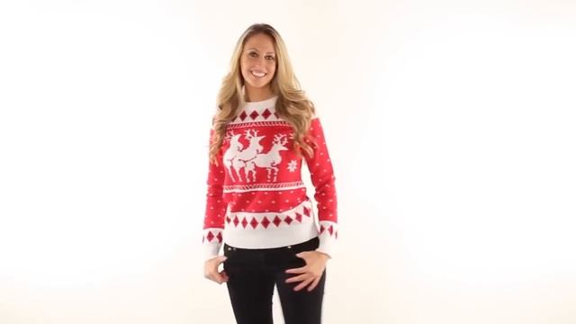 Женский Свитер Три Оленя от FunnySweaters RU смотреть онлайн