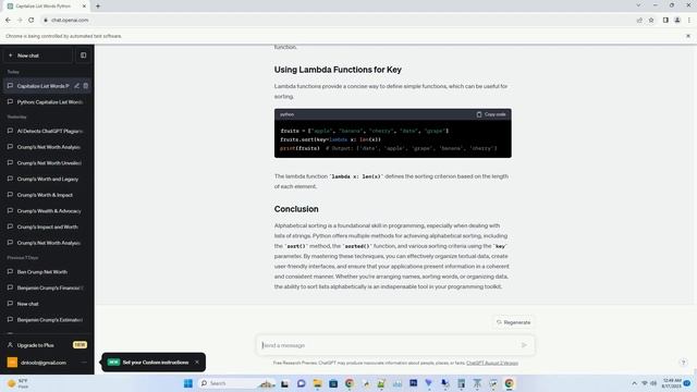 Python list sort alphabetically