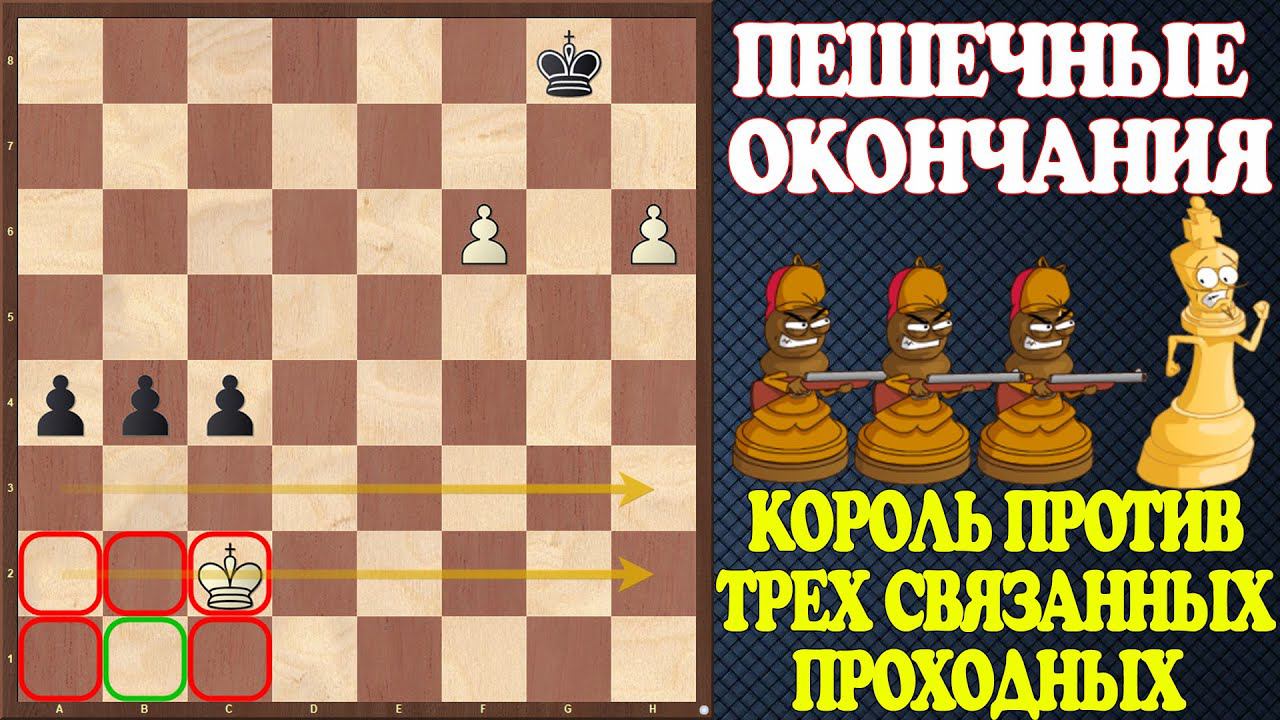 Шахматы. Учебник эндшпиля №9. Пешечные окончания. Король против трех связанных проходных пешек