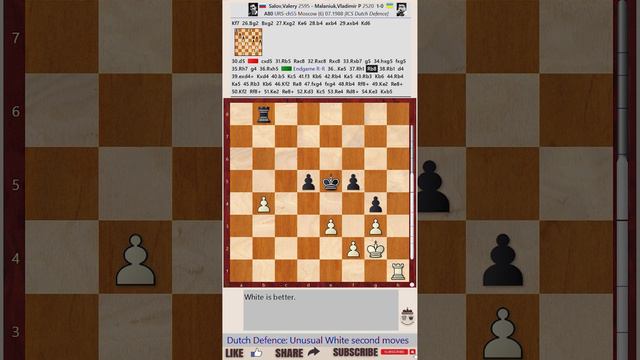 OPENING Repertoire: Dutch Defence || Valery Salov vs Vladimir P Malaniuk, URS-ch55, 1988