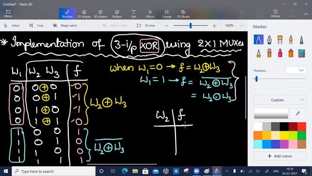 MUX part 6 of 7  ||  Implementation of 3-input XOR using 2:1 MUXes