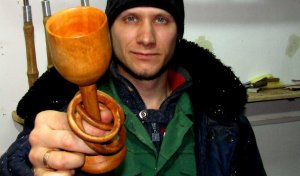 Бокал с кольцами на токарном станке