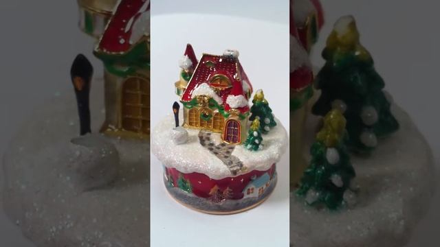 Шкатулка музыкальная "Mister Christmas"Carillon natalizi con smalti e cristalli .