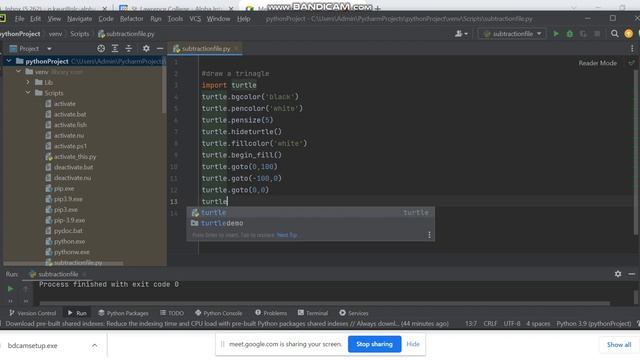 Turtle Script to create triangle in Python Pycharm смотреть онлайн