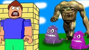 СПАСАЮ ВСЕХ ОТ ГИГАНТСКОГО МОНСТРА! ПОСТРОЙ ЧТОБЫ ВЫЖИТЬ В РОБЛОКС! Simulator ROBLOX
