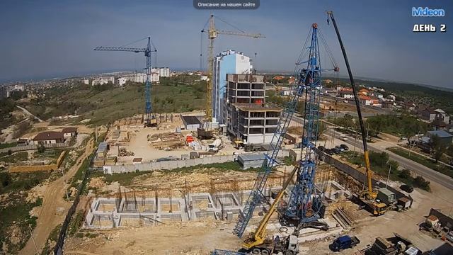 Монтаж башенного крана КБ-403. Установка стрелы, подращивание башни. смотреть онлайн