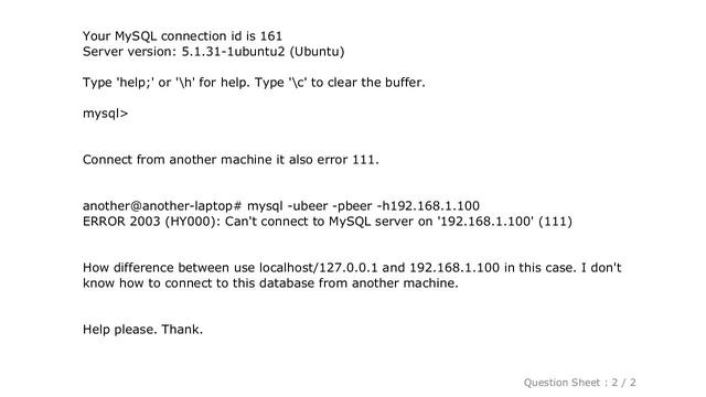 MySQL : Can't connect to MySQL server error 111 смотреть онлайн