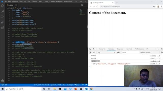 Lecture 6.10: NonPrimitive Datatypes in JavaScript |Objects in Javascript | Array in Javascript |ES