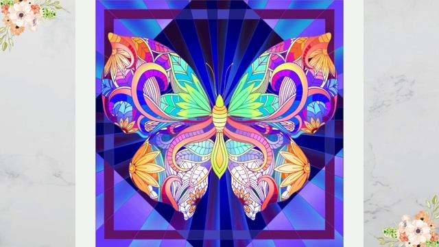 Бабочка мандала - раскраска залипашка по номерам #залипательноевидео