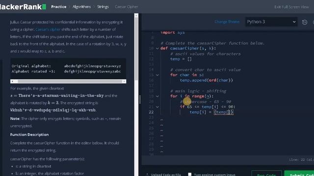 82 - Caesar Cipher | Strings | Hackerrank Solution | Python