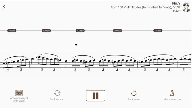 No.9 from 100 Violin Etudes (transcribed for Viola), Op.32 | H.Sitt【 Viola Sheet Music 】 смотреть онлайн