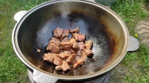 МЯСО С ОВОЩАМИ В КАЗАНЕ НА КОСТРЕ (НАРХАНГИ)