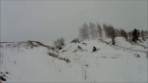 самодельный снегоход с одной управляемой лыжей мини "МикС Х" на горках